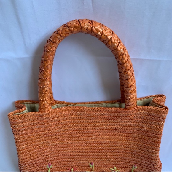 100% Wheat Straw Orange Hand Bag - Picture 4 of 10
